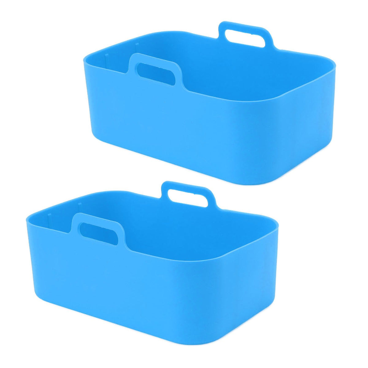 2pcs Fryer Silicone Basket Nonstick High Temperature Resistanc Fryer Liner with Brush for Ninja DZ201 Foodi 8QT Blue