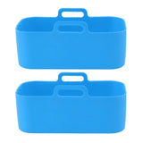 2pcs Fryer Silicone Basket Nonstick High Temperature Resistanc Fryer Liner with Brush for Ninja DZ201 Foodi 8QT Blue