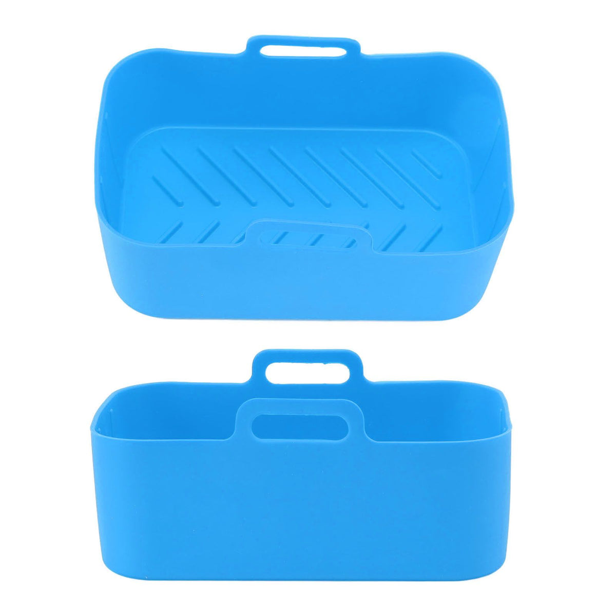 2pcs Fryer Silicone Basket Nonstick High Temperature Resistanc Fryer Liner with Brush for Ninja DZ201 Foodi 8QT Blue