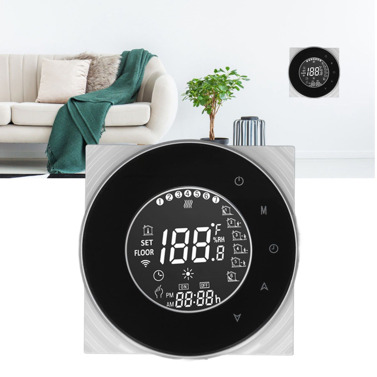 Smart Floor Heat Thermostat Voice Phone Control LCD Touch Screen WiFi Thermostat for Electric Heating Systems 95‑240VAC