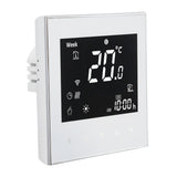 Smart Boiler Heating Thermostat WIFI APP Voice Control LCD Touch Screen Programmable White 95‑240V - Front View