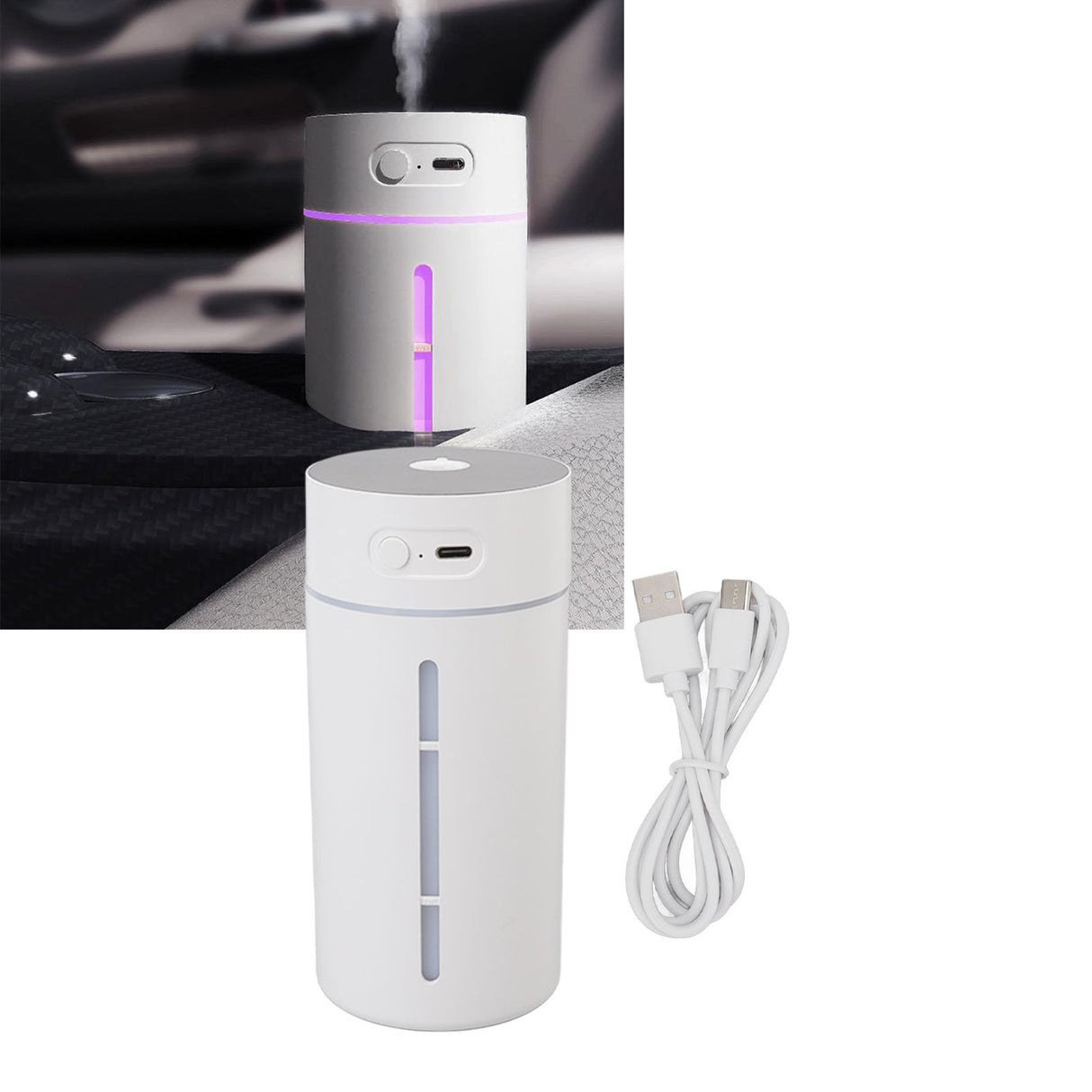 Mini Humidifier 250ml USB Charge Projector Light Cool Visible Water Level Desk Humidifier for Bedroom Office Car