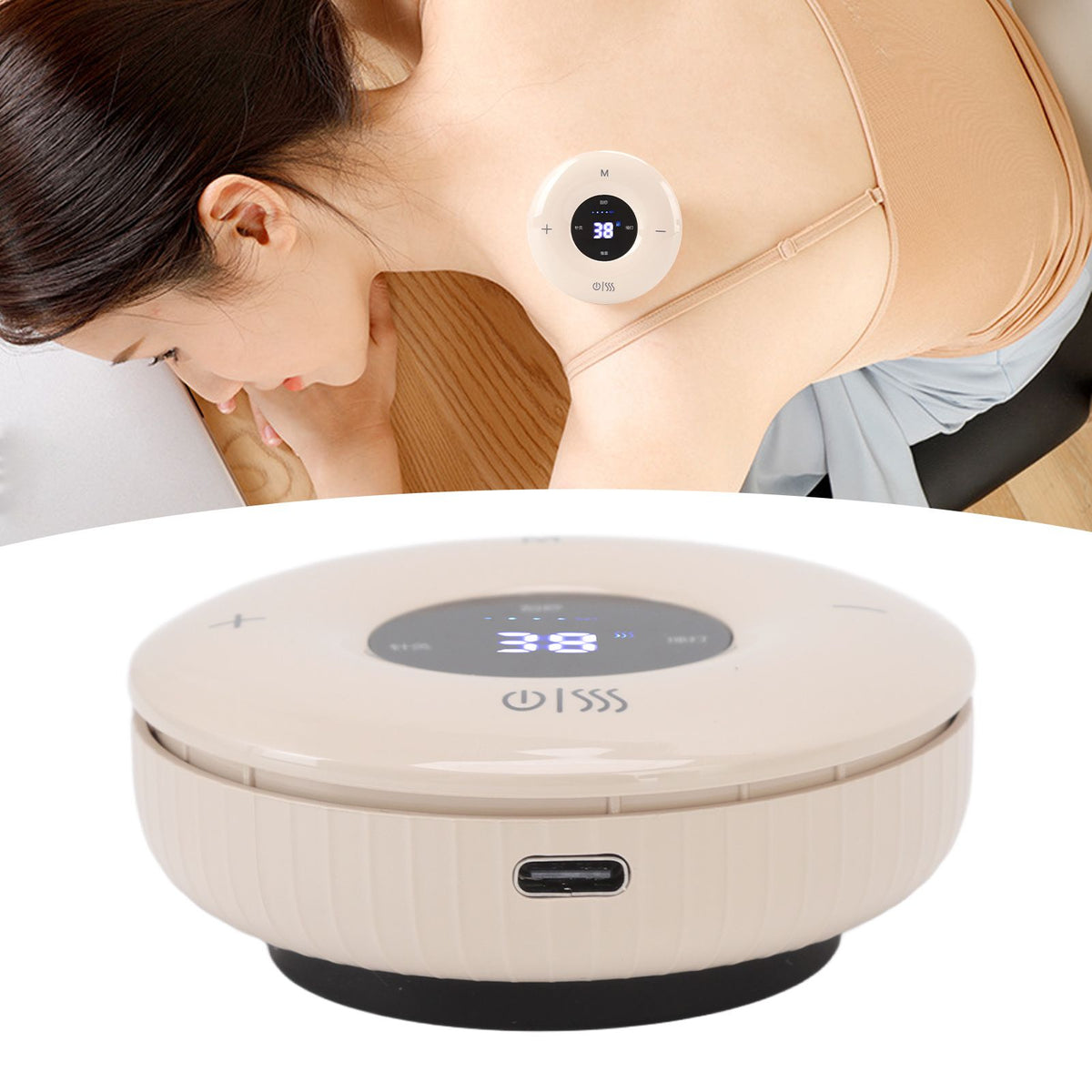 Electric Gua Sha Scrapping Massager USB Charging Multi Function Physical Gua Sha Massager with Heat and Suction for Home Apricot Yellow