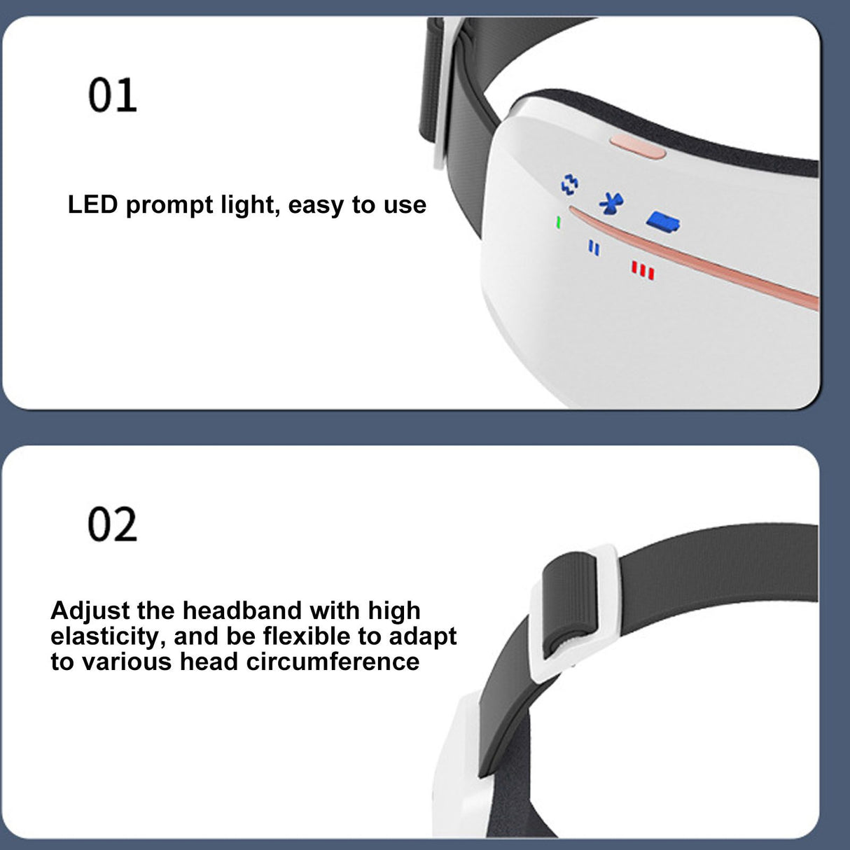 Eye Massager Smart Bluetooth Heating Vibration USB Charging Eye Massage Machine for Home Dorm White
