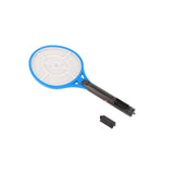 Electric Fly Swatter Racket Professional Triple Layer Large Mesh Safety Mosquito Bat for Home Camping Outdoor Blue - Front View