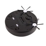 Robotic Vacuum Cleaner Smart Wireless Low Noise USB Charging Automatic Clean Robot for Sweeping and Mopping Black - Side View