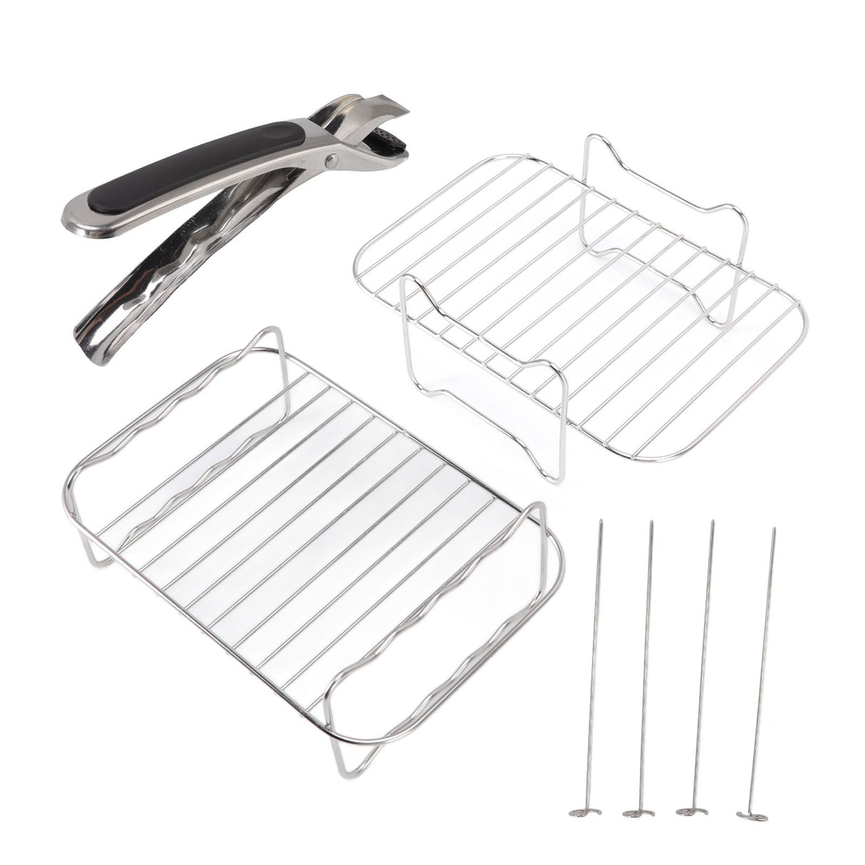 Fryer Rack Stainless Steel Skewer Rack Fryer Steaming Rack with Anti Scalding Clip Skewer for NINJA FOOD 8QT