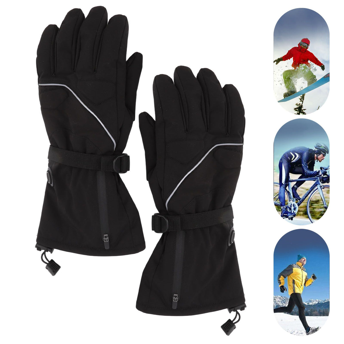 Electric Heated Gloves Battery Powered Heating Thermal Gloves Rechargeable Winter Warm Skiing Gloves for Men Women XL