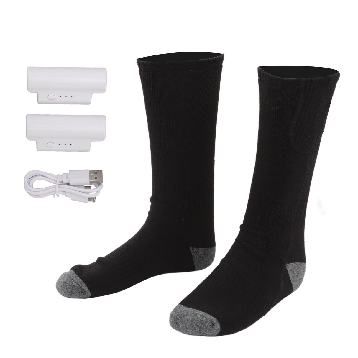 Smart Heating Socks Foot Thermal Electric Heated Stockings Winter Cold Resistant Electric Socks Black