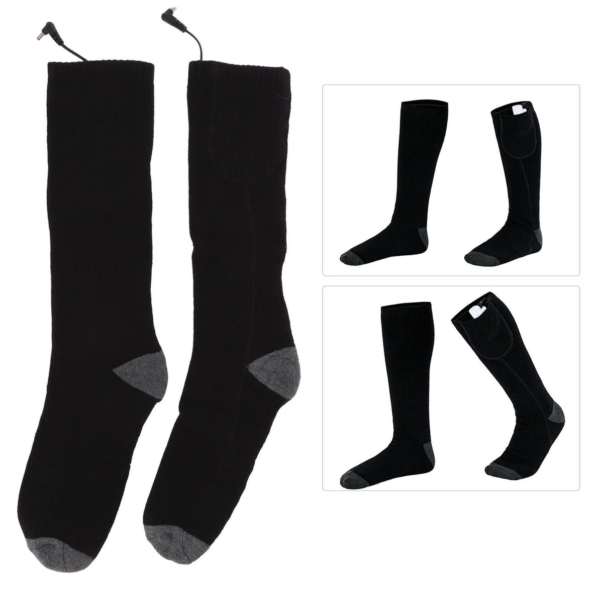 Smart Heating Socks Foot Thermal Electric Heated Stockings Winter Cold Resistant Electric Socks Black