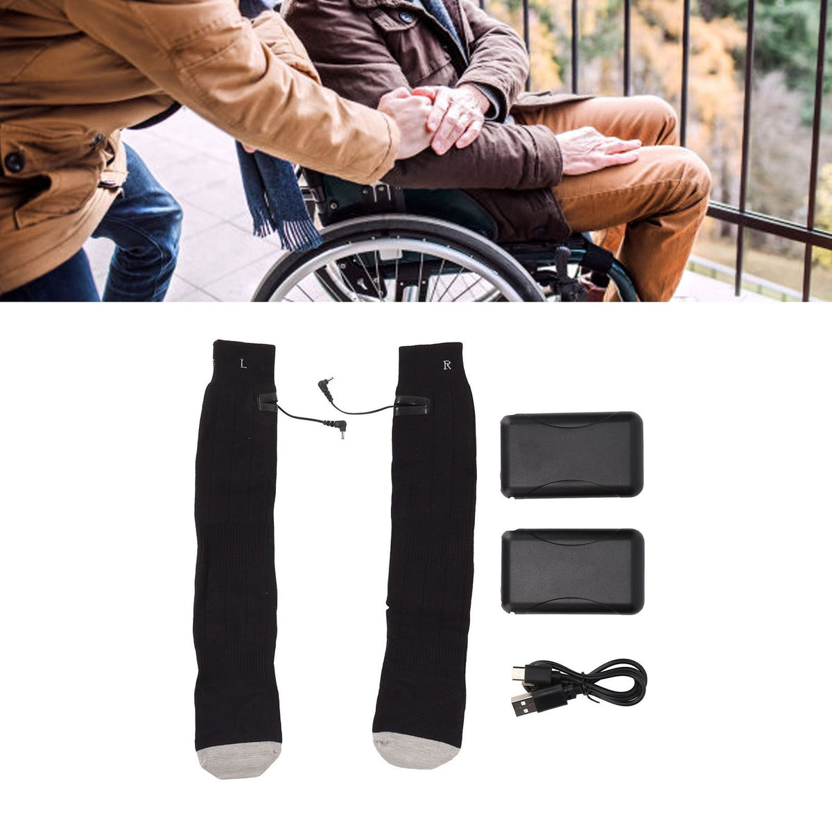 Electric Heated Socks Pure Cotton 3 Modes Adjustment USB Rechargeable Men Women Battery Socks for Winter