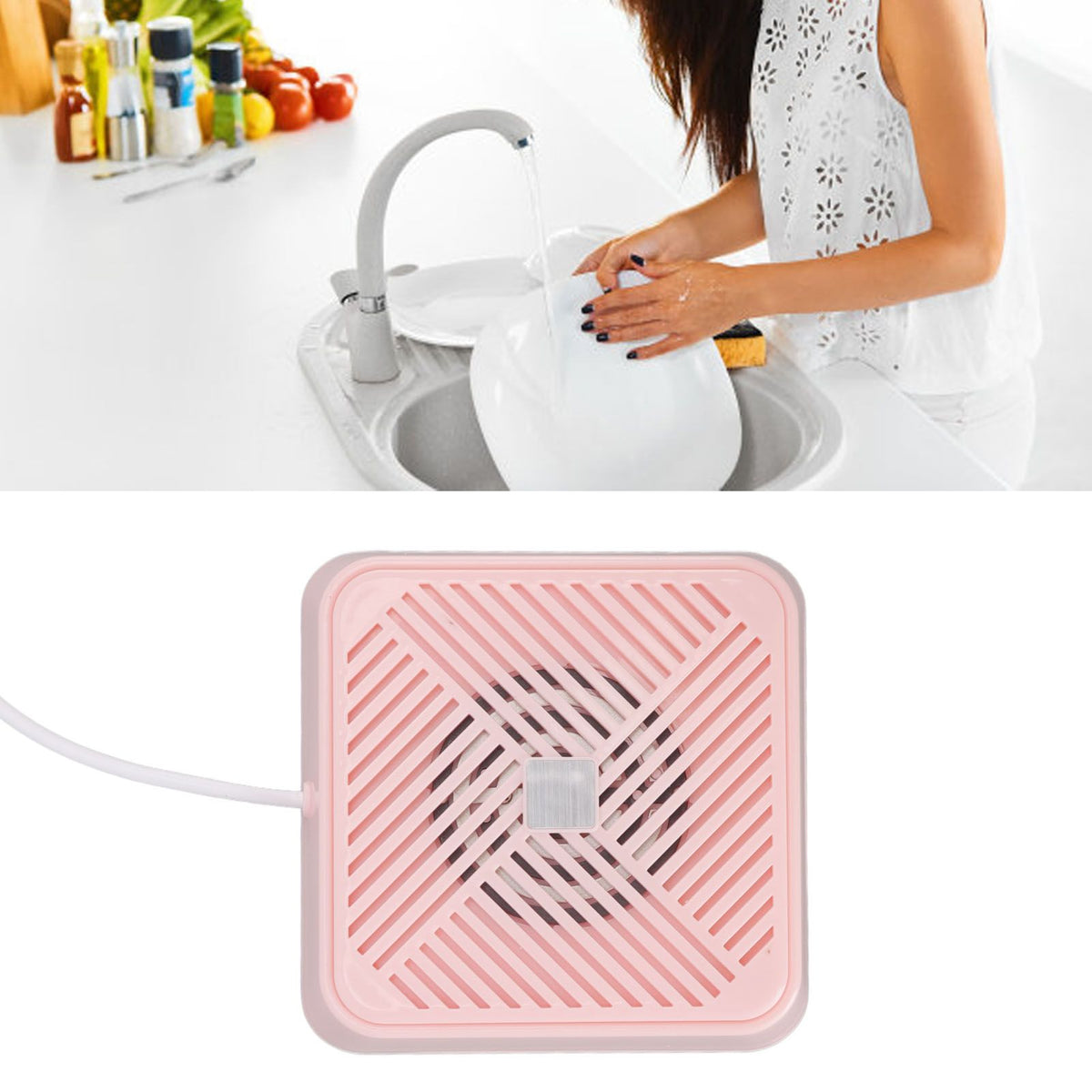 Mini Dishwasher Sound Vibration Electrolytic Water Purification IP67 Waterproof Portable USB Dishwasher Pink