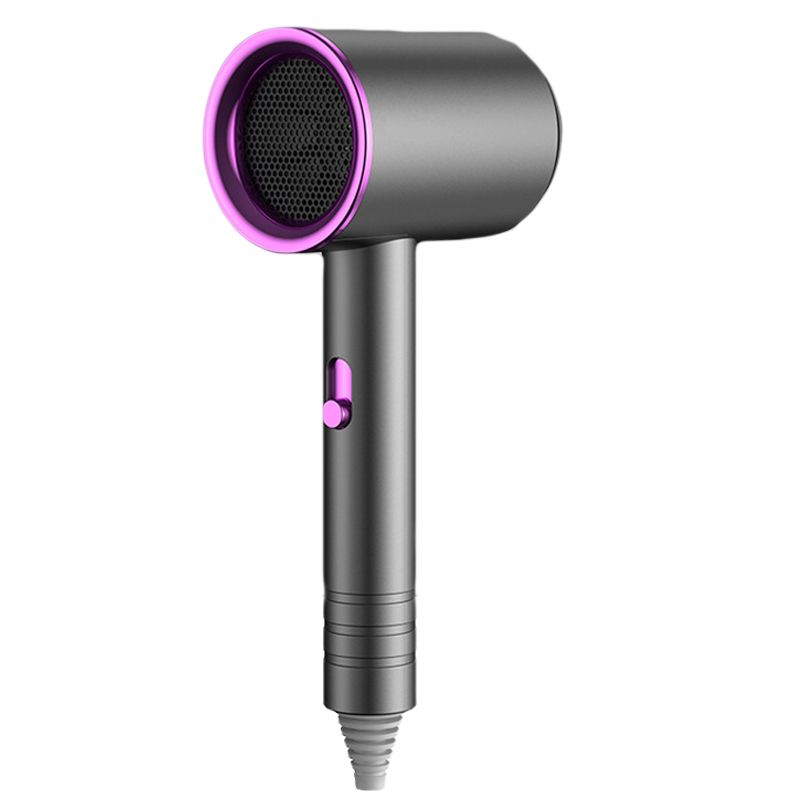 Hair Drier Mute 360 Degree Rotatable Nozzle Fast Drying ABS PP Portable Blow Dryer for Home Salon Gris avec lumière bleue