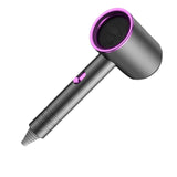 Hair Drier Mute 360 Degree Rotatable Nozzle Fast Drying ABS PP Portable Blow Dryer for Home Salon Gris avec lumière bleue - Front View