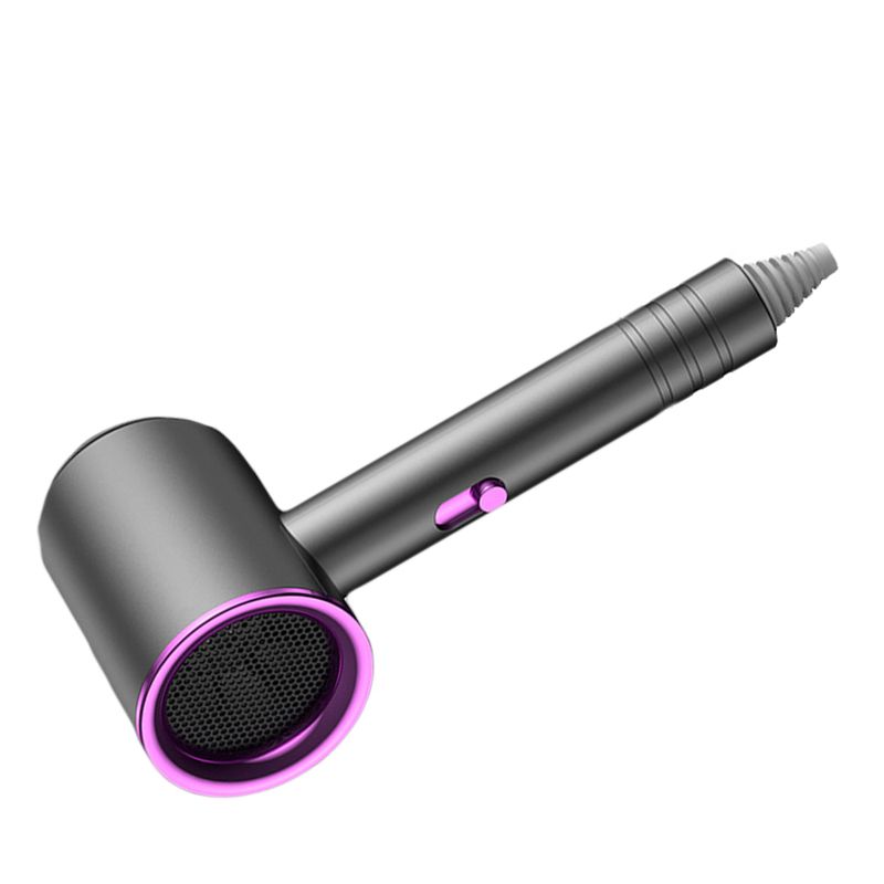 Hair Drier Mute 360 Degree Rotatable Nozzle Fast Drying ABS PP Portable Blow Dryer for Home Salon Gris avec lumière bleue