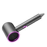 Hair Drier Mute 360 Degree Rotatable Nozzle Fast Drying ABS PP Portable Blow Dryer for Home Salon Gris avec lumière bleue