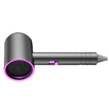 Hair Drier Mute 360 Degree Rotatable Nozzle Fast Drying ABS PP Portable Blow Dryer for Home Salon Gris avec lumière bleue