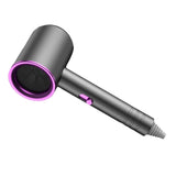Hair Drier Mute 360 Degree Rotatable Nozzle Fast Drying ABS PP Portable Blow Dryer for Home Salon Gris avec lumière bleue