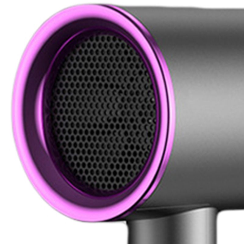 Hair Drier Mute 360 Degree Rotatable Nozzle Fast Drying ABS PP Portable Blow Dryer for Home Salon Gris avec lumière bleue