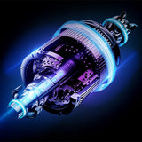 Hair Drier Mute 360 Degree Rotatable Nozzle Fast Drying ABS PP Portable Blow Dryer for Home Salon Gris avec lumière bleue