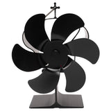 6 Blades Heat Powered Stove Fan Non Electric Self Starting Fireplace Fan High Temperature Resistant Fan Crown Black