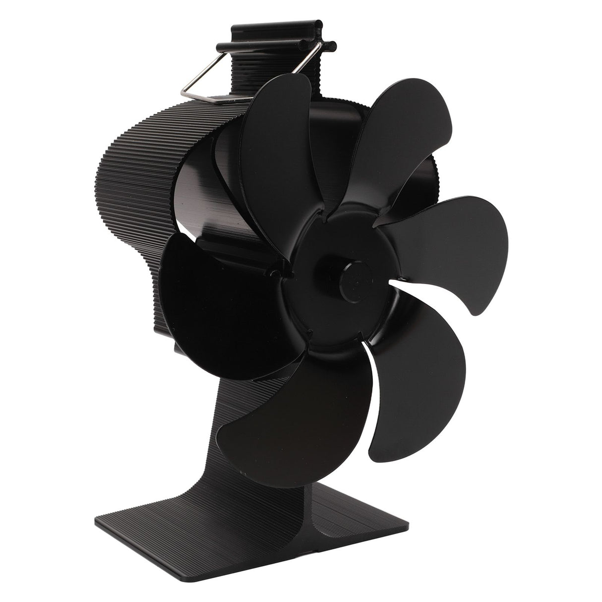 6 Blades Heat Powered Stove Fan Non Electric Self Starting Fireplace Fan High Temperature Resistant Fan Crown Black