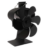 6 Blades Heat Powered Stove Fan Non Electric Self Starting Fireplace Fan High Temperature Resistant Fan Crown Black