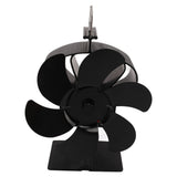 6 Blades Heat Powered Stove Fan Non Electric Self Starting Fireplace Fan High Temperature Resistant Fan Crown Black - Top-Down View