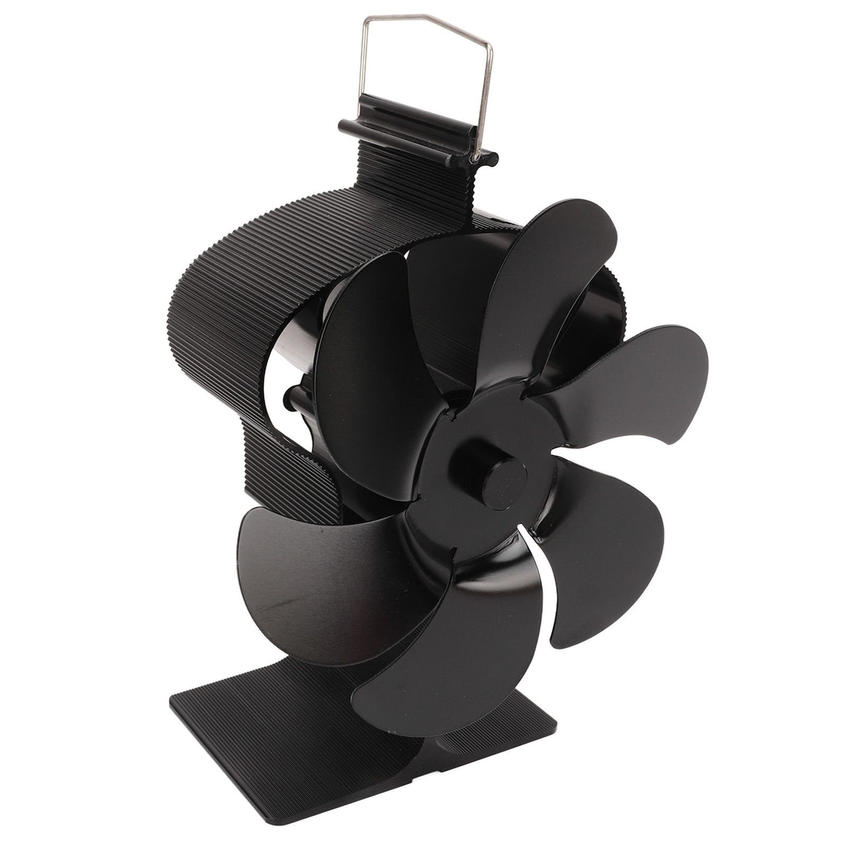 6 Blades Heat Powered Stove Fan Non Electric Self Starting Fireplace Fan High Temperature Resistant Fan Crown Black