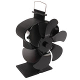 6 Blades Heat Powered Stove Fan Non Electric Self Starting Fireplace Fan High Temperature Resistant Fan Crown Black - Rear View