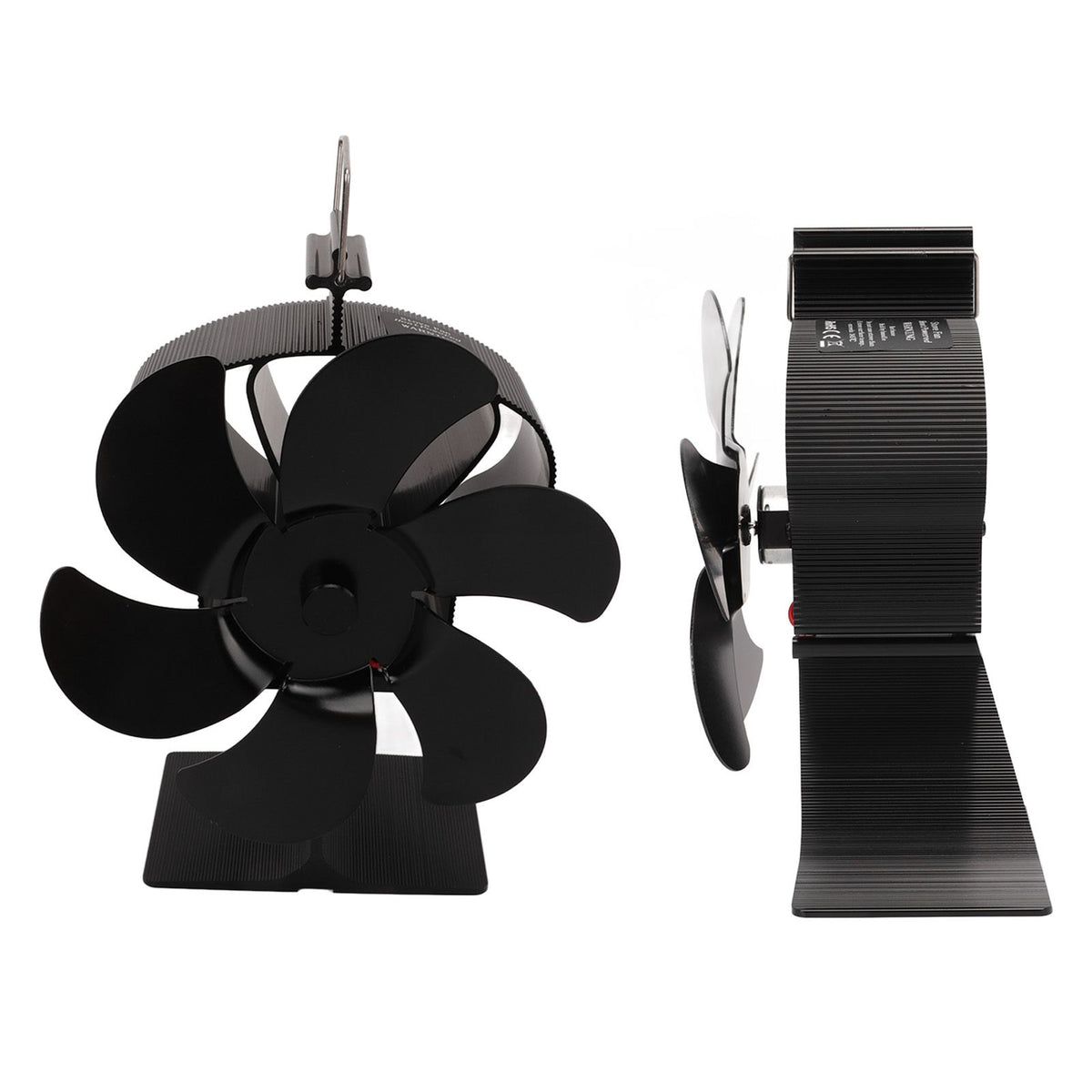 6 Blades Heat Powered Stove Fan Non Electric Self Starting Fireplace Fan High Temperature Resistant Fan Crown Black