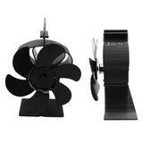 6 Blades Heat Powered Stove Fan Non Electric Self Starting Fireplace Fan High Temperature Resistant Fan Crown Black - Close-Up Angle