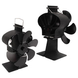 6 Blades Heat Powered Stove Fan Non Electric Self Starting Fireplace Fan High Temperature Resistant Fan Crown Black - Low Angle