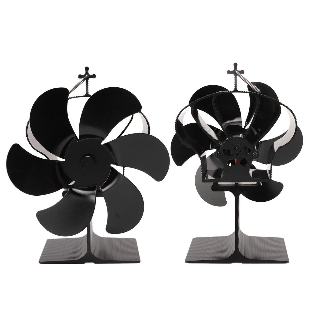 6 Blades Heat Powered Stove Fan Non Electric Self Starting Fireplace Fan High Temperature Resistant Fan Crown Black