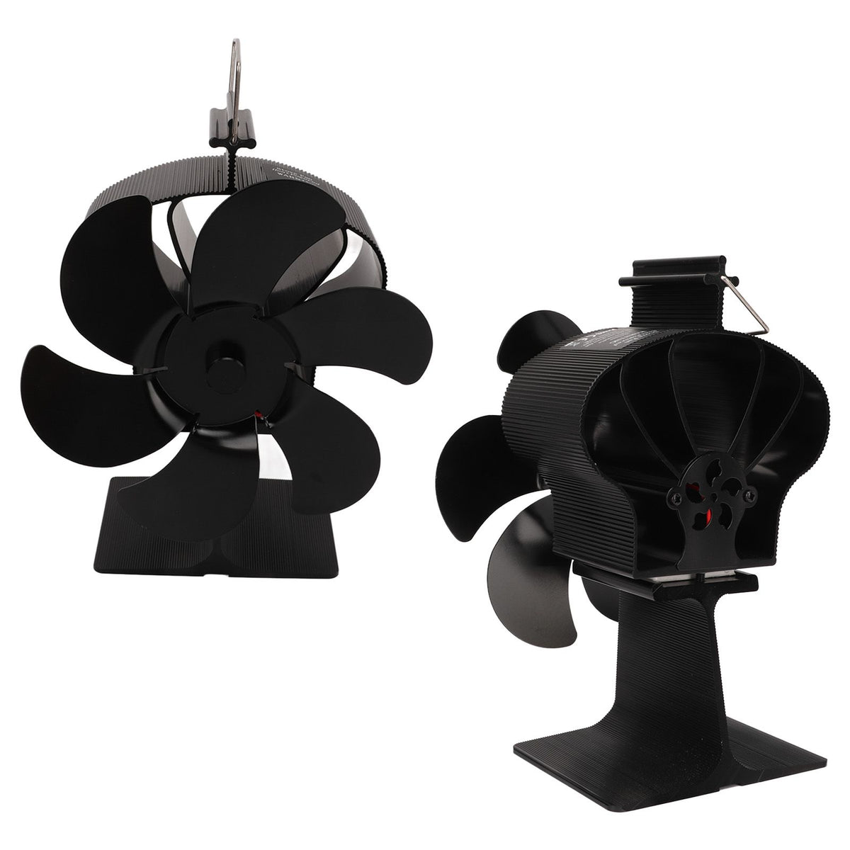 6 Blades Heat Powered Stove Fan Non Electric Self Starting Fireplace Fan High Temperature Resistant Fan Crown Black