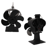6 Blades Heat Powered Stove Fan Non Electric Self Starting Fireplace Fan High Temperature Resistant Fan Crown Black