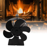 6 Blades Heat Powered Stove Fan Non Electric Self Starting Fireplace Fan High Temperature Resistant Fan Crown Black