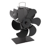 6 Blade Stove Fan Black Self Starting High Temperature Resistant Heat Powered Stove Fan for Home 152mm