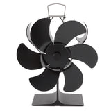 6 Blade Stove Fan Black Self Starting High Temperature Resistant Heat Powered Stove Fan for Home 152mm