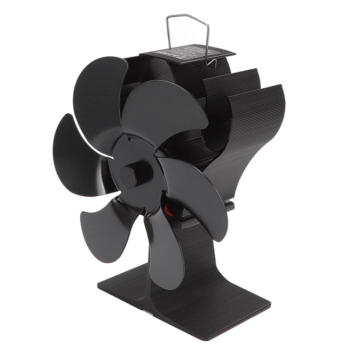 6 Blade Stove Fan Black Self Starting High Temperature Resistant Heat Powered Stove Fan for Home 152mm