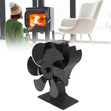 6 Blade Stove Fan Black Self Starting High Temperature Resistant Heat Powered Stove Fan for Home 152mm