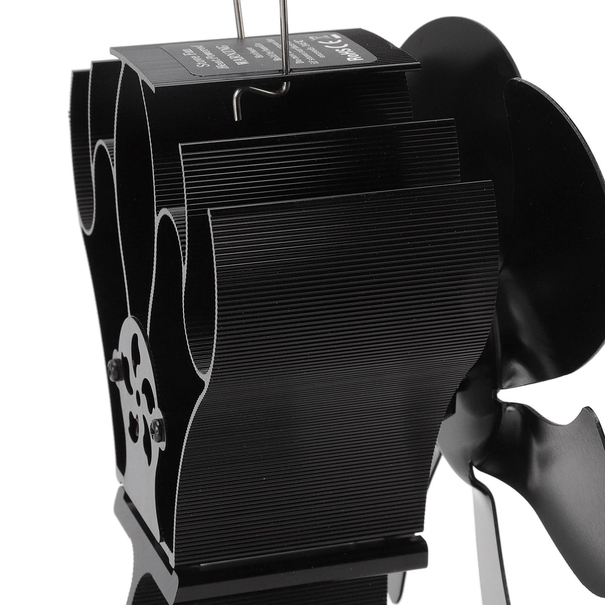 6 Blade Stove Fan Black Self Starting High Temperature Resistant Heat Powered Stove Fan for Home 152mm