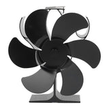 6 Blades Heat Powered Stove Fan High Temperature Resistance Self Starting Wood Burning Stove Fireplace Fan Black Diameter 152mm