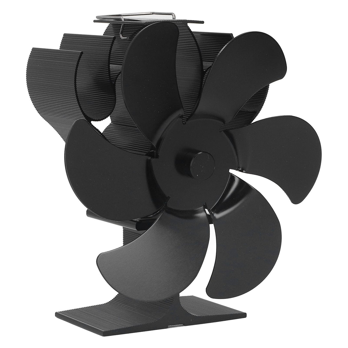6 Blades Heat Powered Stove Fan High Temperature Resistance Self Starting Wood Burning Stove Fireplace Fan Black Diameter 152mm
