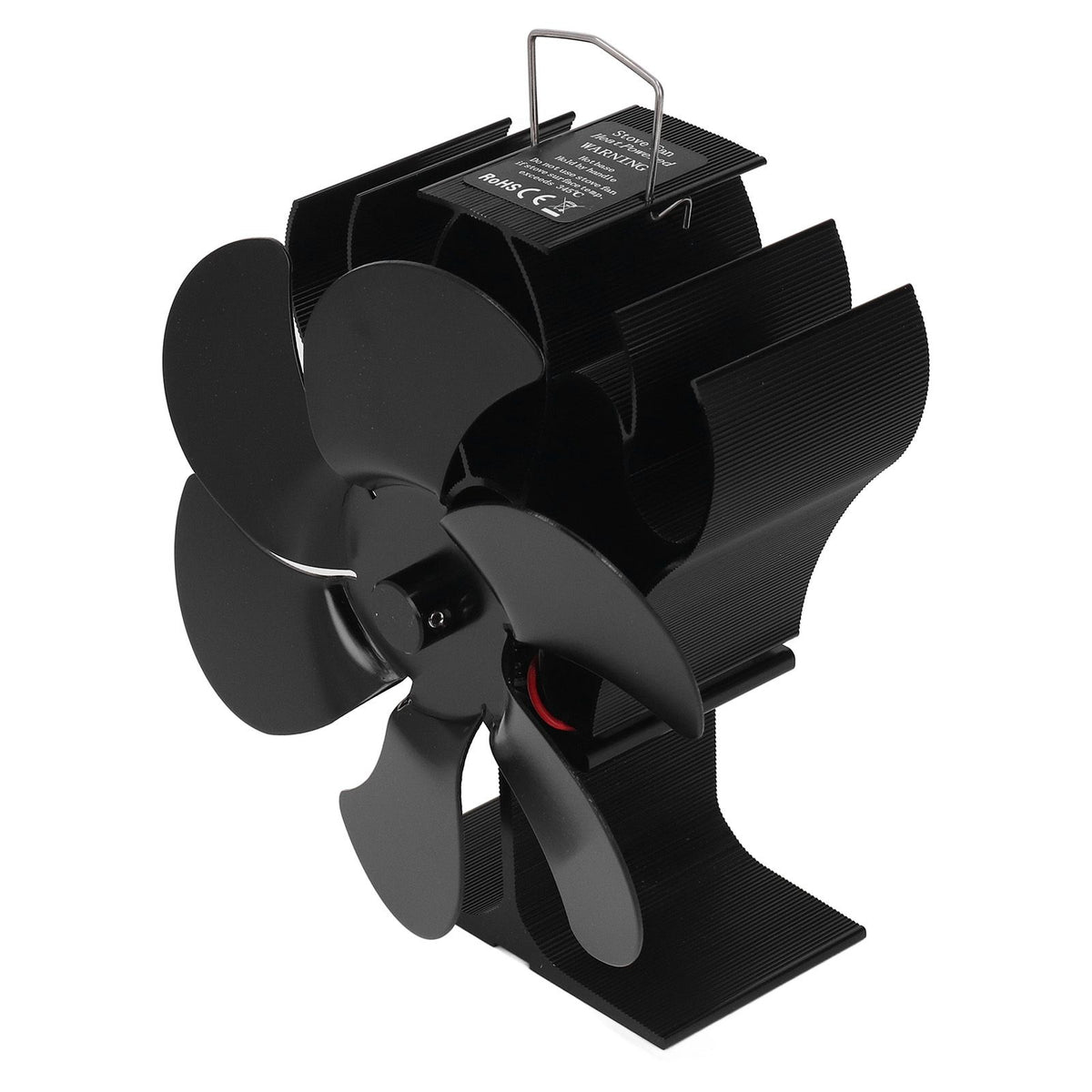6 Blades Heat Powered Stove Fan High Temperature Resistance Self Starting Wood Burning Stove Fireplace Fan Black Diameter 152mm
