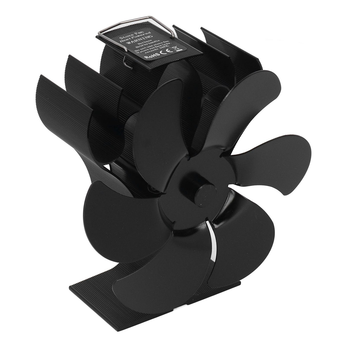 6 Blades Heat Powered Stove Fan High Temperature Resistance Self Starting Wood Burning Stove Fireplace Fan Black Diameter 152mm