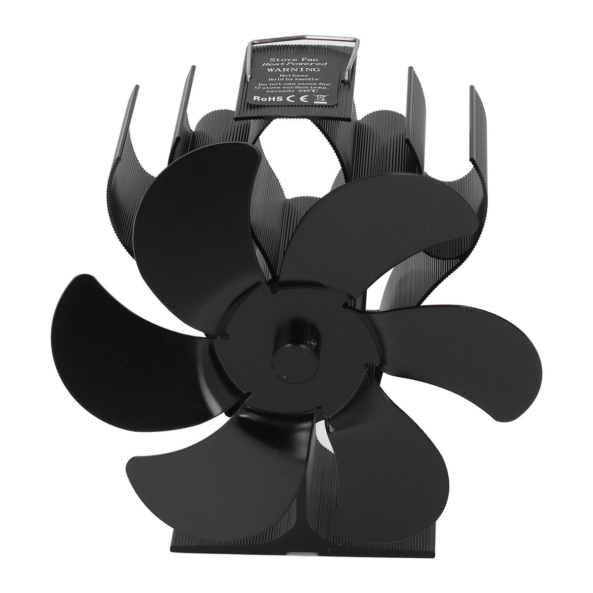 6 Blades Heat Powered Stove Fan High Temperature Resistance Self Starting Wood Burning Stove Fireplace Fan Black Diameter 152mm