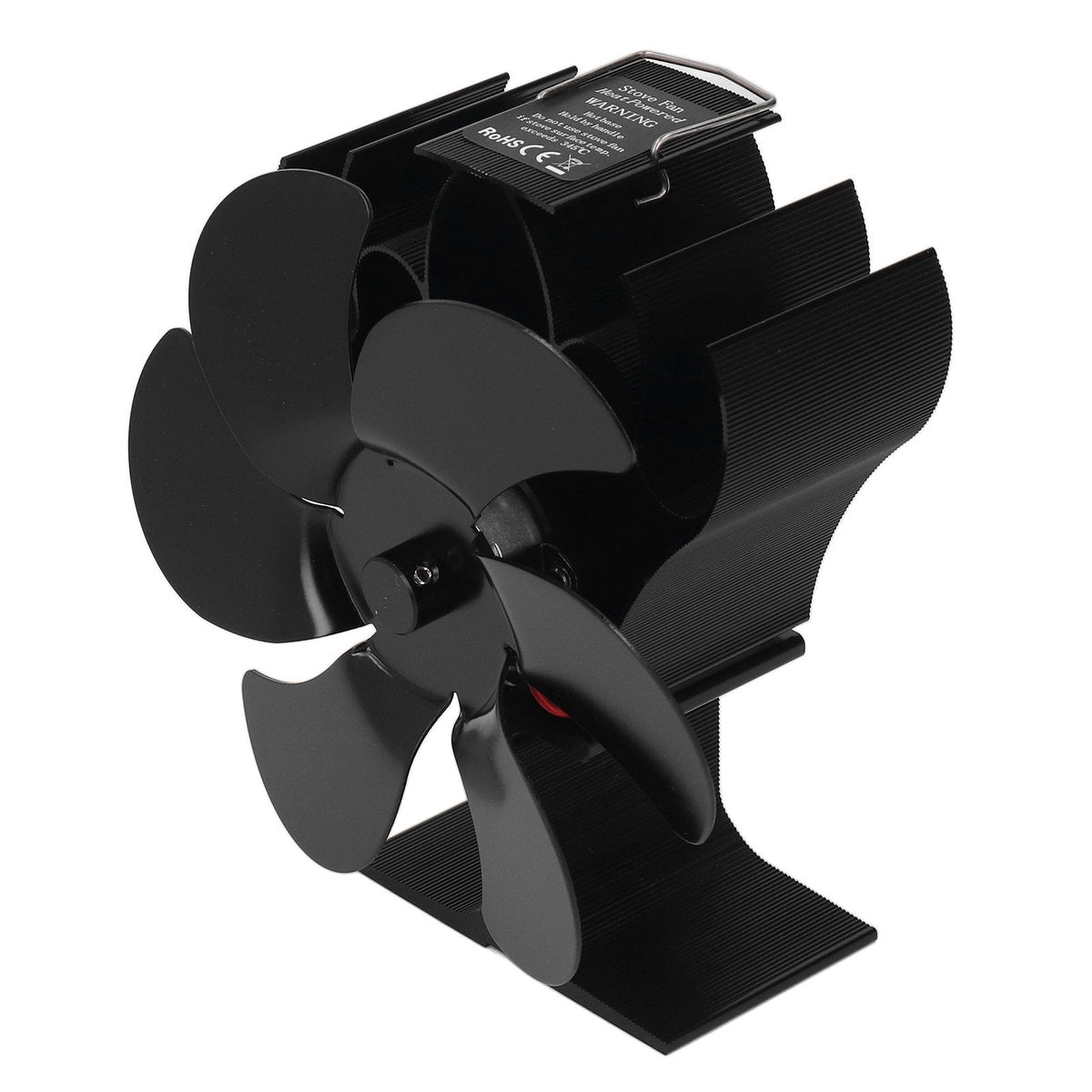 6 Blades Heat Powered Stove Fan High Temperature Resistance Self Starting Wood Burning Stove Fireplace Fan Black Diameter 152mm