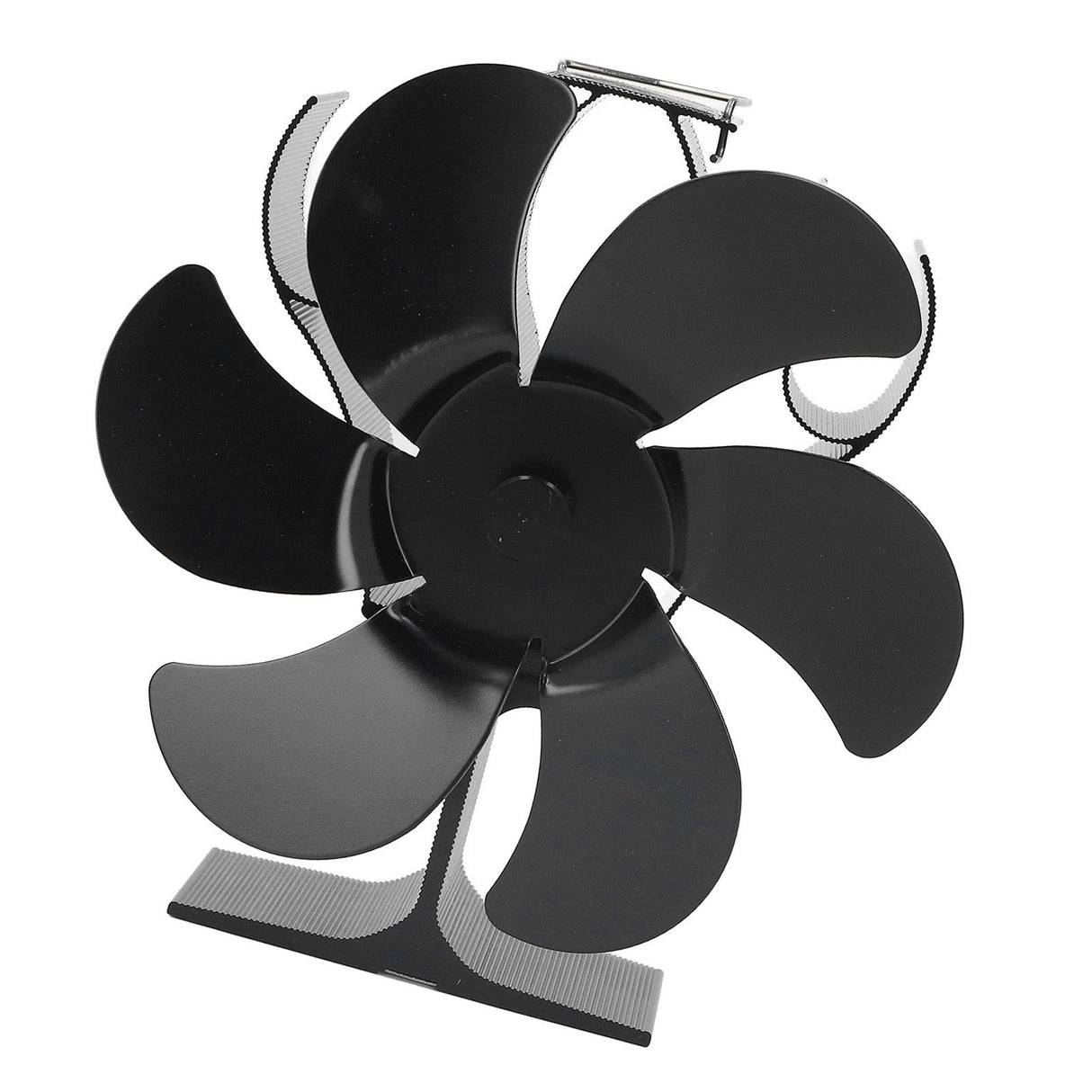 6 Blades Heat Powered Stove Fan High Temperature Resistance Self Starting Wood Burning Stove Fireplace Fan Black Diameter 152mm