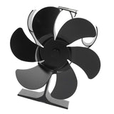 6 Blades Heat Powered Stove Fan High Temperature Resistance Self Starting Wood Burning Stove Fireplace Fan Black Diameter 152mm